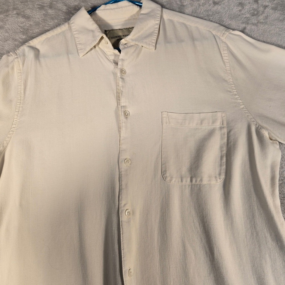 Island Republic Vintage Collection Mens Large 100% Silk Waffle Weave Shirt Cream
